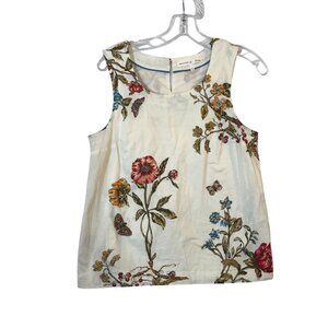 Meadow Rue Womens 2 XS Sleeveless Floral Top Cotton Linen Pockets